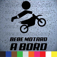 Sticker autocollant Bébé à Bord Garçon Motard avec sa moto - Myachetealy