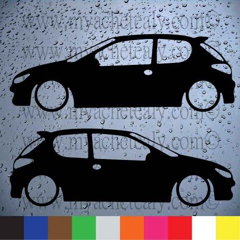 2 Stickers autocollant Peugeot 206 silhouette - Myachetealy