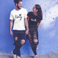 T-Shirts personnalisés King Queen Couple duo - Myachetealy