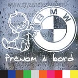 Sticker autocollant Bébé à bord BMW prénom personnalisé - Myachetealy