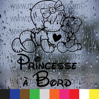 Sticker autocollant princesse bébé à bord fille cœur ours ourson peluche - Myachetealy