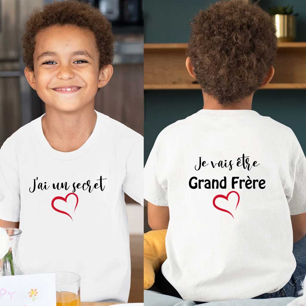 T-Shirt Enfant 'J'ai Un Secret Je Vais Être Grand Frère 2025' - Annonce Grossesse Futur Grand Frère