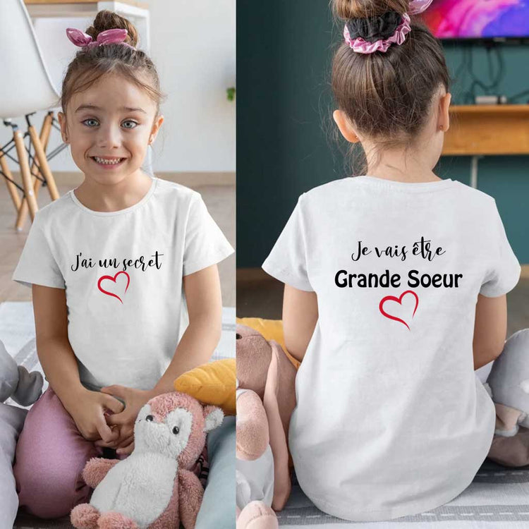 Tu Es Ma Fille/Fils/Sœur/Frère - Tee Shirt Personnalisé Texte À L’intérieur Du Col Noir
