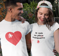 T shirt duo couple cœur saint valentin amour puzzle - Myachetealy