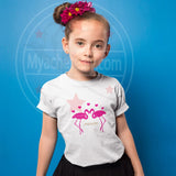 Tee shirt enfant flamant rose prénom personnalisable - Myachetealy