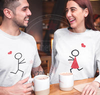 Tee shirt duo couple St valentin cupidon amour romantique - Myachetealy