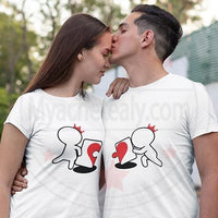 Tee shirt duo couple puzzle manquant cœur – duo homme femme blanc
