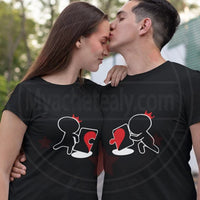 Tee shirt duo couple puzzle manquant cœur – duo homme femme noir