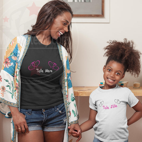 T-shirts Telle mère telle Fille duo mère/enfant Cœur Femme - Myachetealy