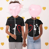 T shirt duo couple cœur saint valentin bisous fleur ballon - Myachetealy