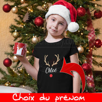 Tee shirt Famille corne cerf Noël Homme Enfant Femme prénom personnalisable - Myachetealy