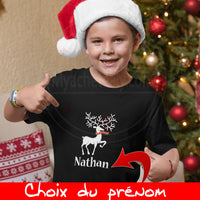 Tee shirt Famille cerf Noël Homme Enfant Femme prénom personnalisable - Myachetealy