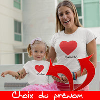 T shirts mère/enfant personnalisables duo avec cœur - Myachetealy